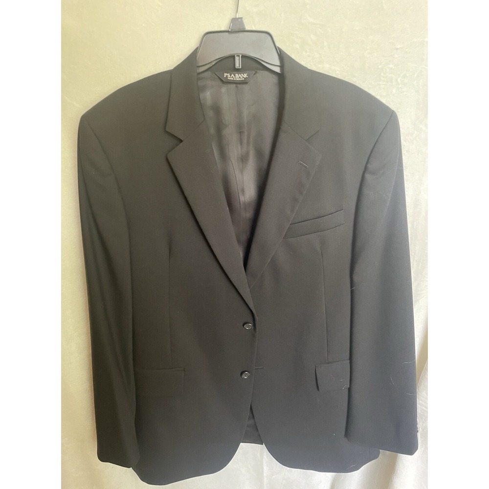 JOS A BANK  Men's Sport Coat Blazer Two Button Black  Wool‎ Size 43R